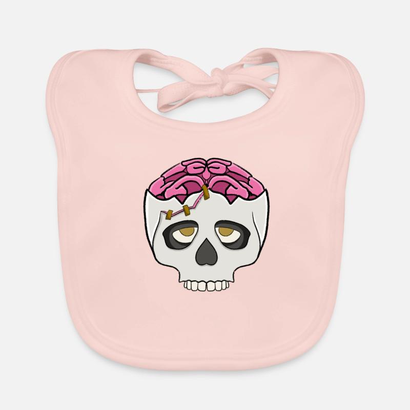 Crâne avec cerveau - Bavoir bio Bébé - rose