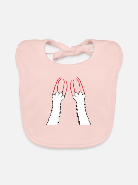 Cats, Claws, Paws, Paws, Claws, Scratches, Stripes - Organic Baby Bibs - rose - Front