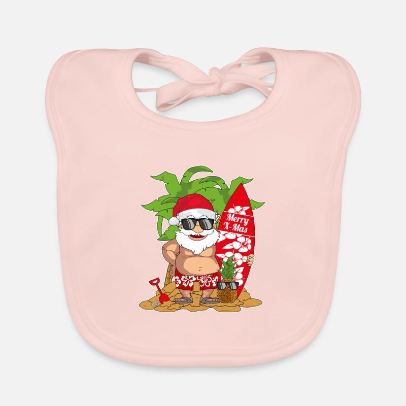Cadeau de plage Santa Surf Surf Bavoir bio Bébé