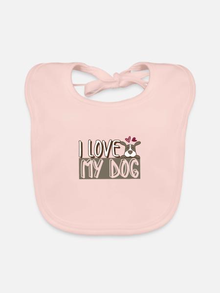 I love dog love dog - Organic Baby Bibs - rose - Front