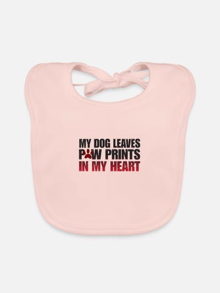Pawprint dog heart dog friend - Organic Baby Bibs - rose - Front