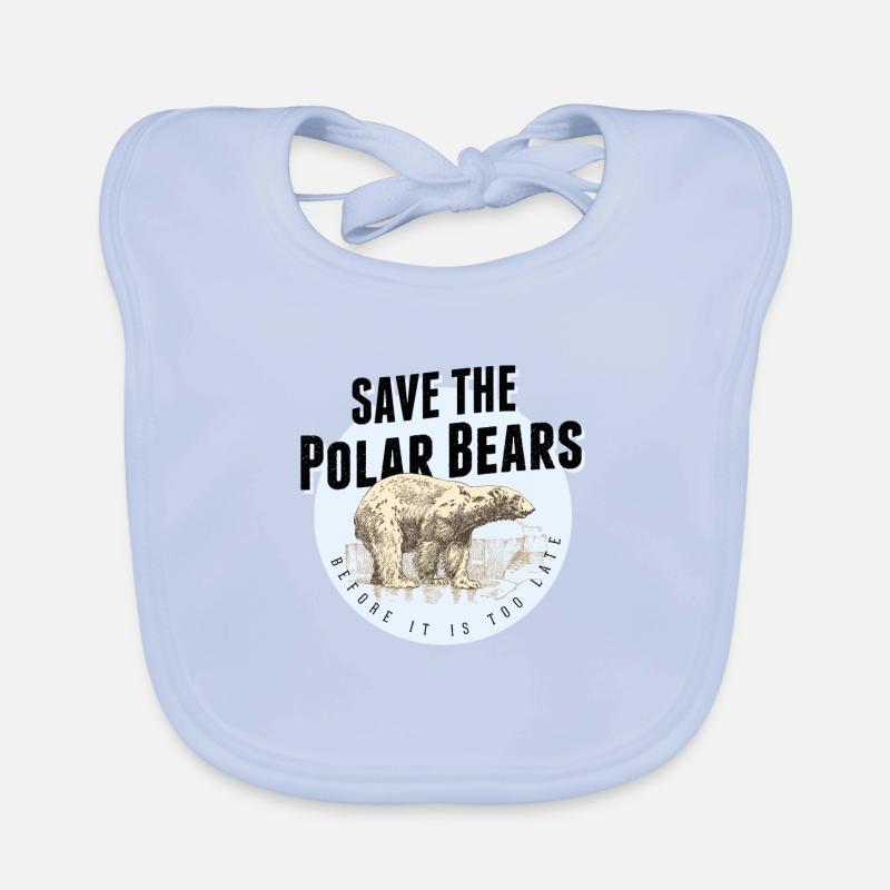 SAVE THE POLAR BEARS, STOP GLOBAL WARMING Baby Bio-Lätzchen