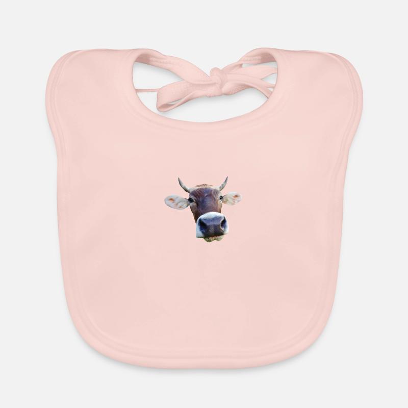 vache - Bavoir bio Bébé - rose