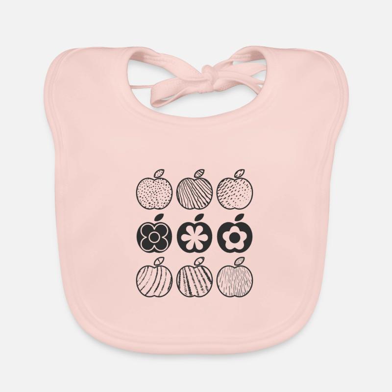 Apple Pattern (Black) Organic Baby Bibs