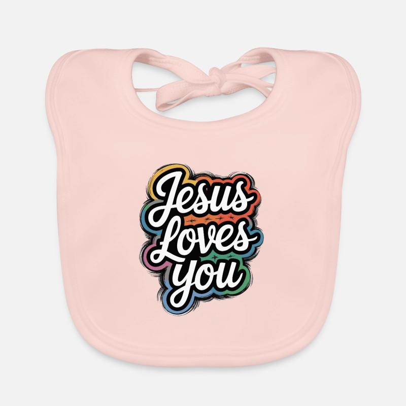 Jésus vous aime ! Bavoir bio Bébé