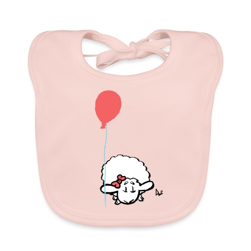 Baby Lamm mit Ballon (rosa) - Baby Bio-Lätzchen