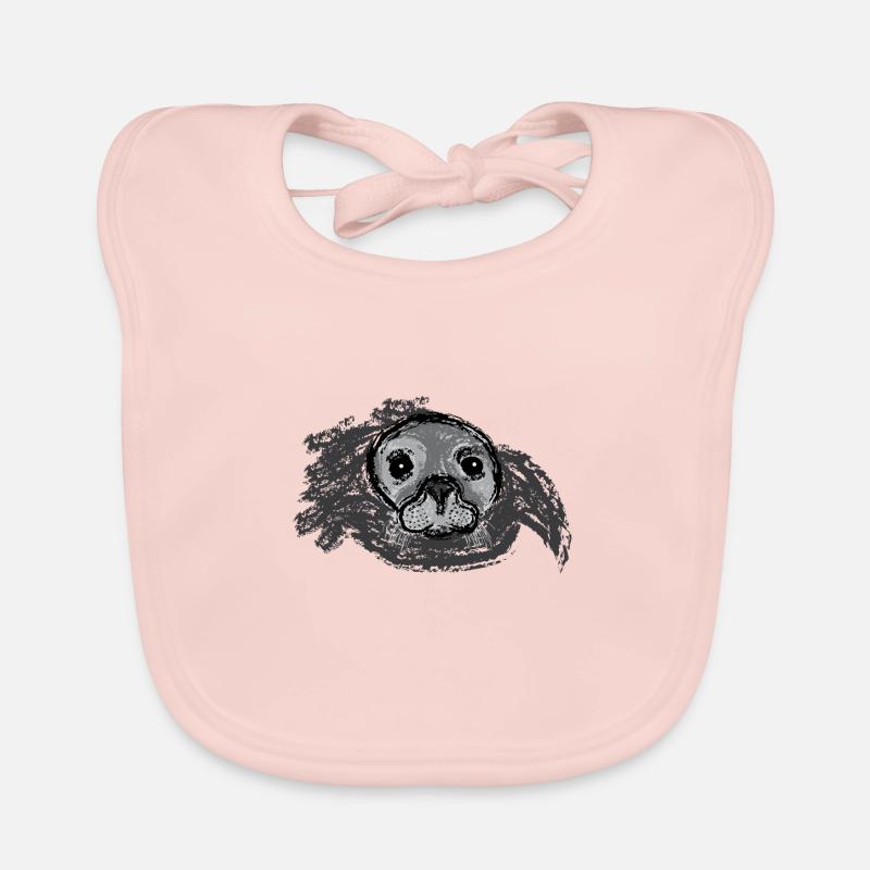 Auftauchende Robbe / Surfacing Seal - Design I - Baby Bio-Lätzchen - Rose