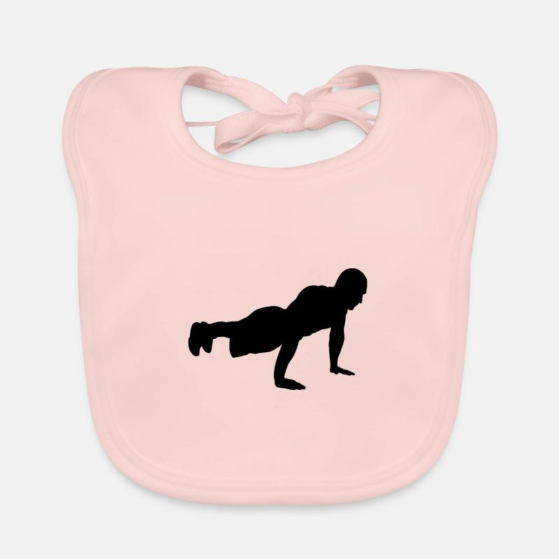 Push up pushups silhouette man Organic Baby Bibs