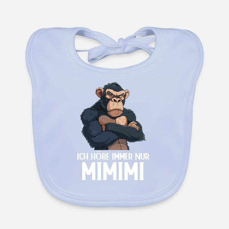 Chimpanzee Monkey I always hear Mimimi Organic Baby Bibs