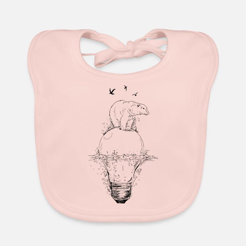 Polar bear on lightbulb Organic Baby Bibs