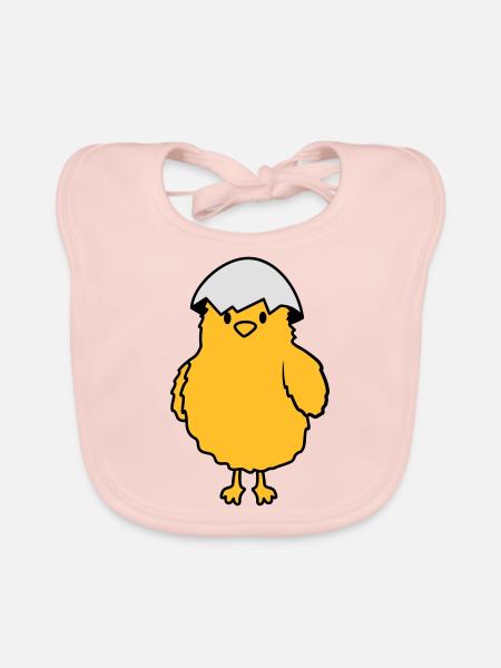 Chicks with eggshell on the head - Organic Baby Bibs - rose - Front