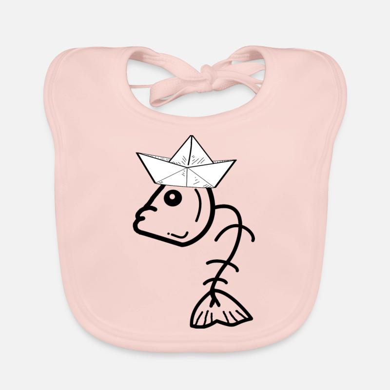 Fish bone fish head paper hat Moin Organic Baby Bibs