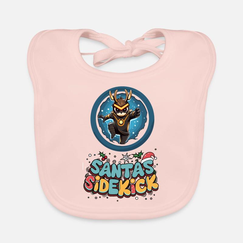 Funny Christmas Gift - Santa's Sidekick Organic Baby Bibs