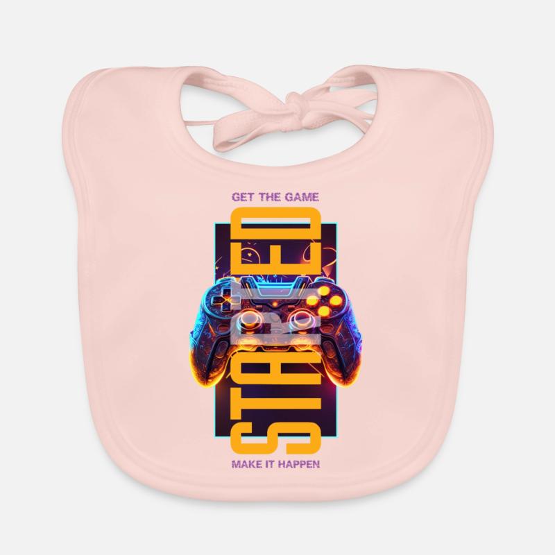 Get the game started - Bavoir bio Bébé - rose