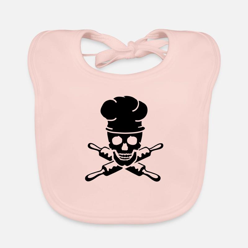Koch Koch Schädel Schädel - Baby Bio-Lätzchen - Rose