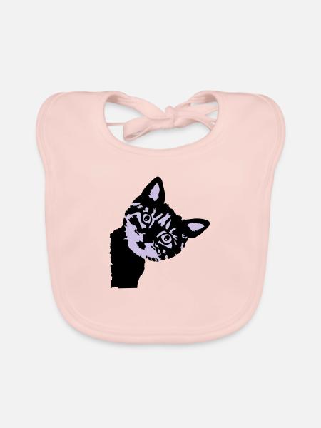 Cat, cute kitten - 2 colors - Bavoir bio Bébé - rose - Devant