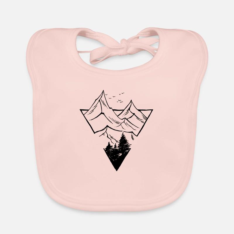 Triangle, Montagnes & Forêt - Bavoir bio Bébé - rose