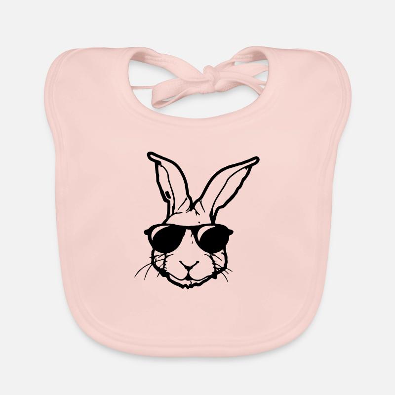 Rabbit with sunglasses Rabbit's head Gift idea Organic Baby Bibs
