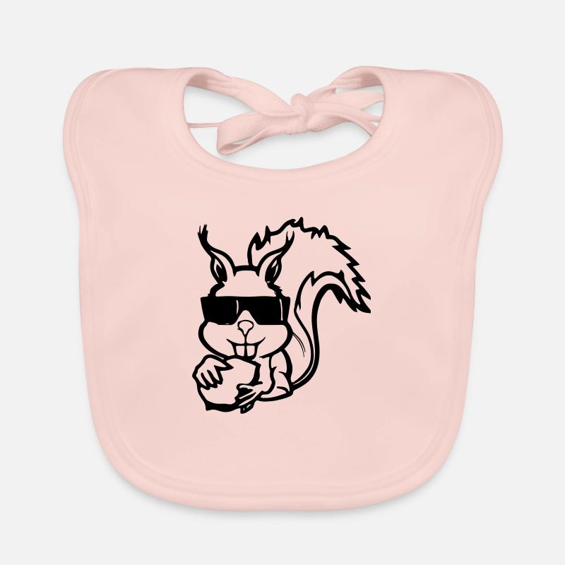 Squirrel with sunglasses and nut Funny Organic Baby Bibs