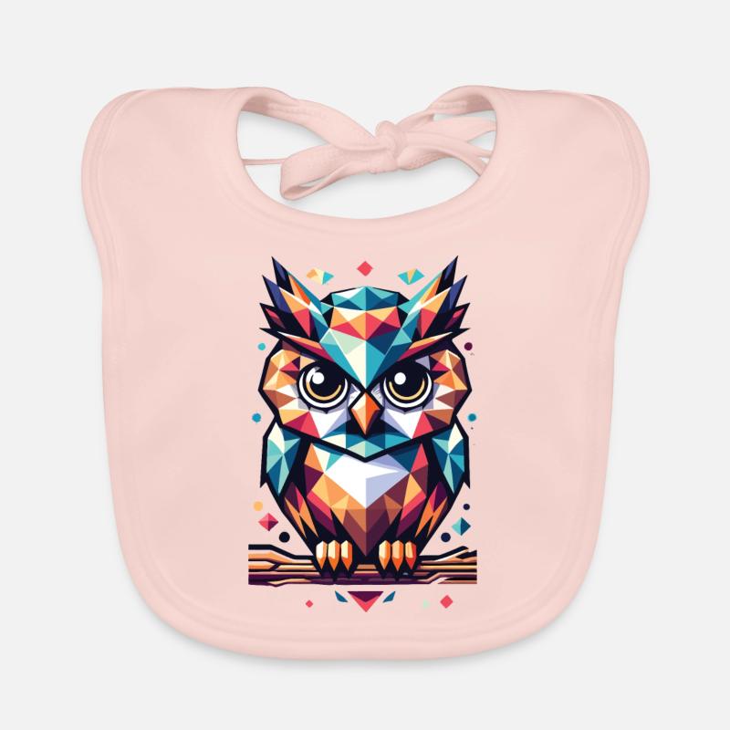 Polygon Owl Geometric Organic Baby Bibs