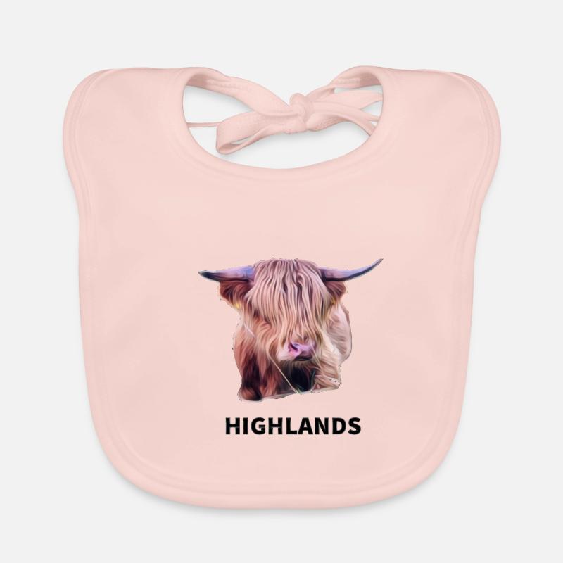 Bovins des Highlands - Bavoir bio Bébé - rose