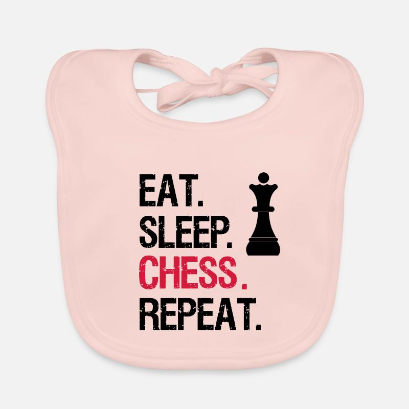 Eat Sleep Chess Repeat - Queen Organic Baby Bibs