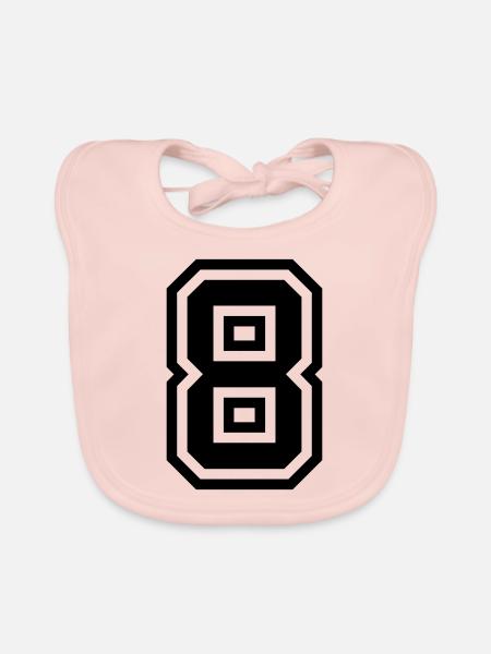 Symbole numérique 8 - Bavoir bio Bébé - rose - Devant