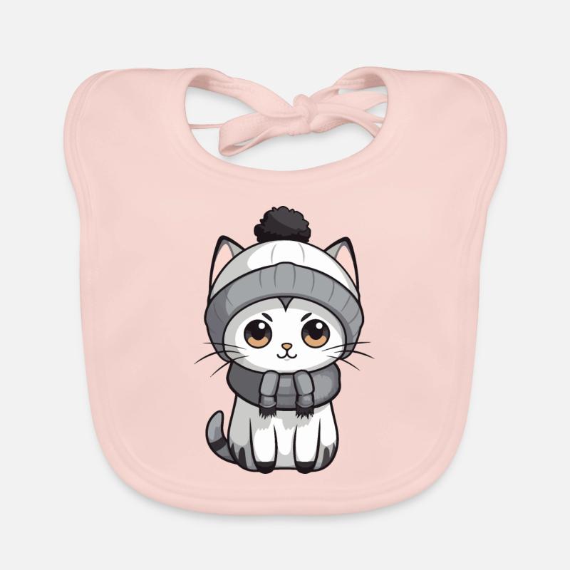 Katze Winter Tier Niedlich Comic Baby Bio-Lätzchen