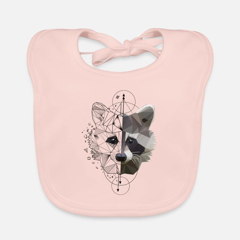 Low Poly Art Waschbär Racoon Cooles Polygon Tattoo - Baby Bio-Lätzchen - Rose