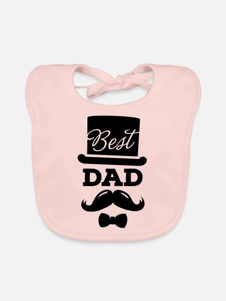 Best papa, father in the world, universe, universe - Organic Baby Bibs - rose - Front