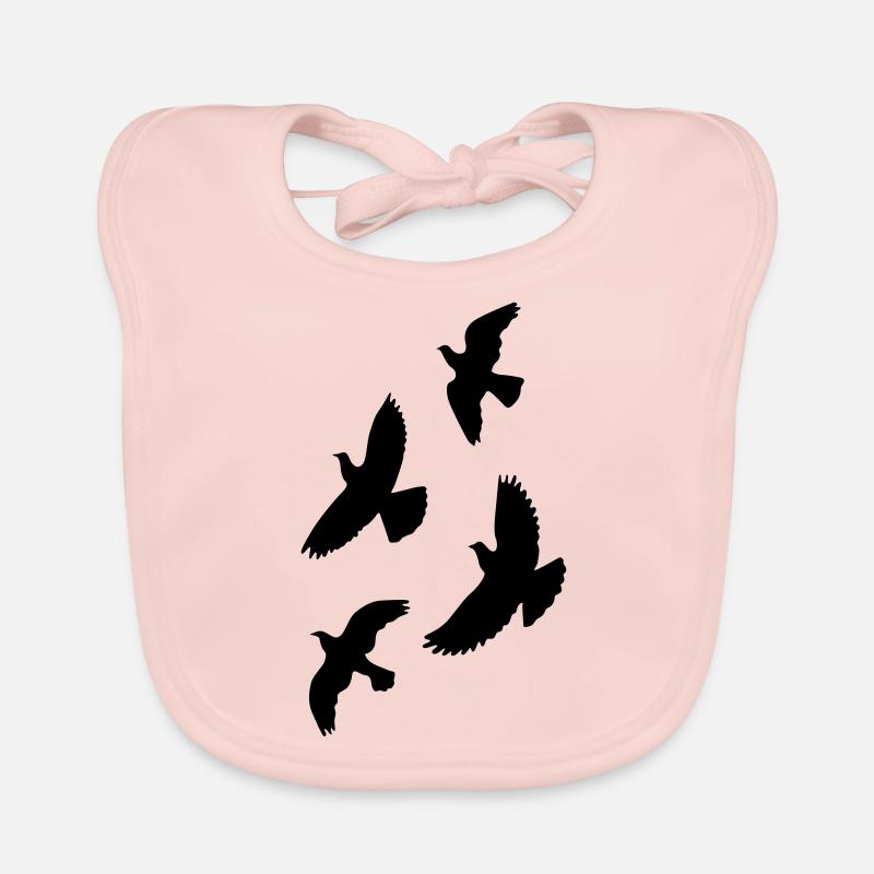 oiseaux - Bavoir bio Bébé - rose