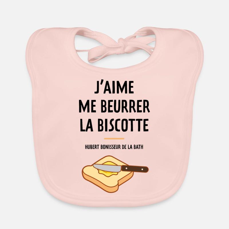 J aime me beurrer la biscotte - Bavoir bio Bébé - rose