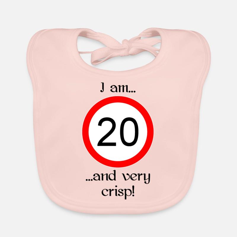 20 years very crisp script black Organic Baby Bibs