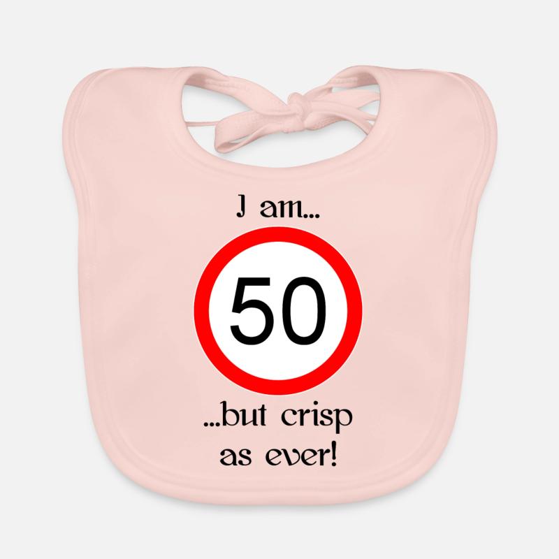 50 years but crisp script black Organic Baby Bibs