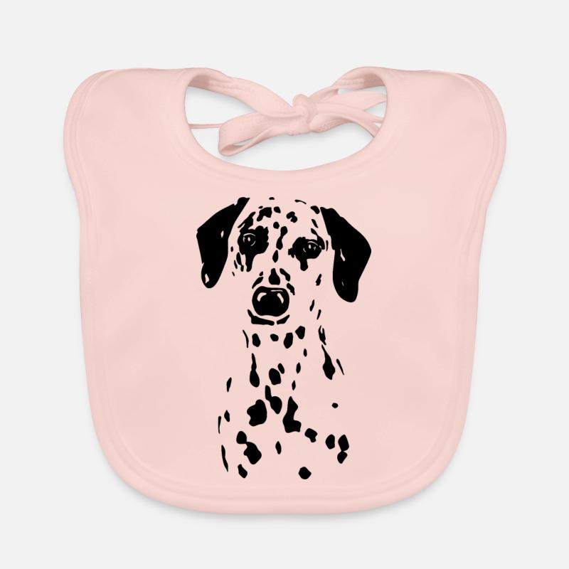 Chiot chien dalmatien parsemé de noir blanc Bavoir bio Bébé