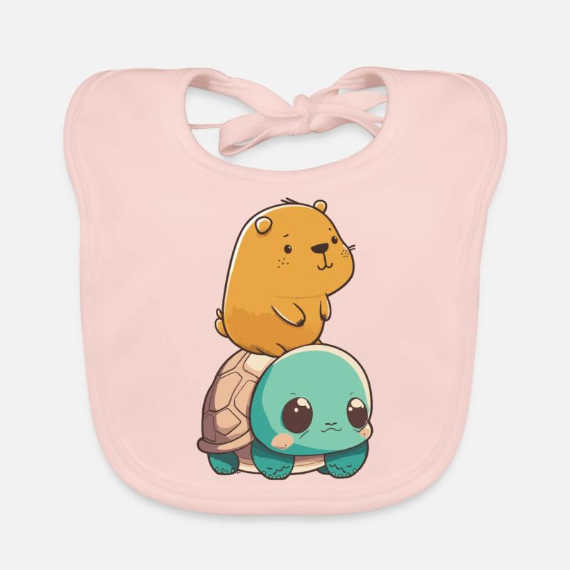 Bébé Capybara monte sur bébé tortue Bavoir bio Bébé