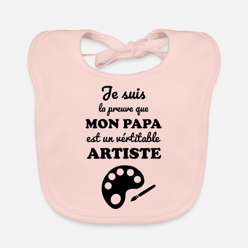 mon papa est un artiste - Bavoir bio Bébé - rose