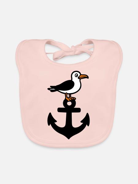 Anker Möwe Hafen - Bavoir bio Bébé - rose - Devant