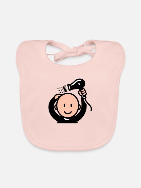 Chauve qui se sèche les cheveux - Bavoir bio Bébé - rose - Devant