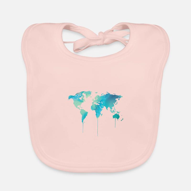 World map Organic Baby Bibs