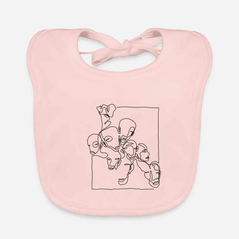 "Faces005" Oneline Premium Design Black Organic Baby Bibs