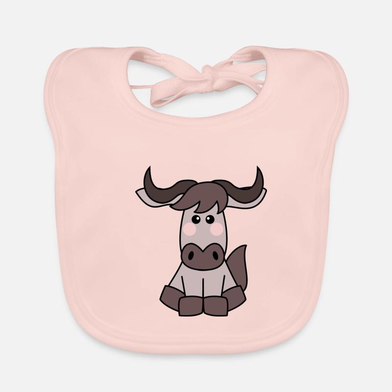 Kawaii Gnu / Wildebeest Baby Bio-Lätzchen