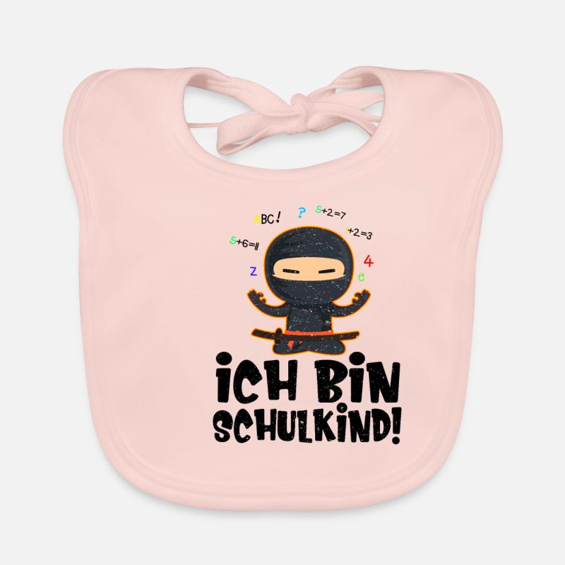 Schulbeginn Ninja Schulkind Spruch Einschulung Baby Bio-Lätzchen