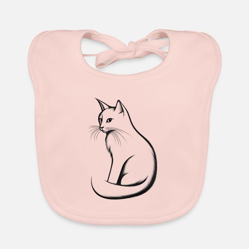 Bleistiftzeichnung einer Katze Baby Bio-Lätzchen