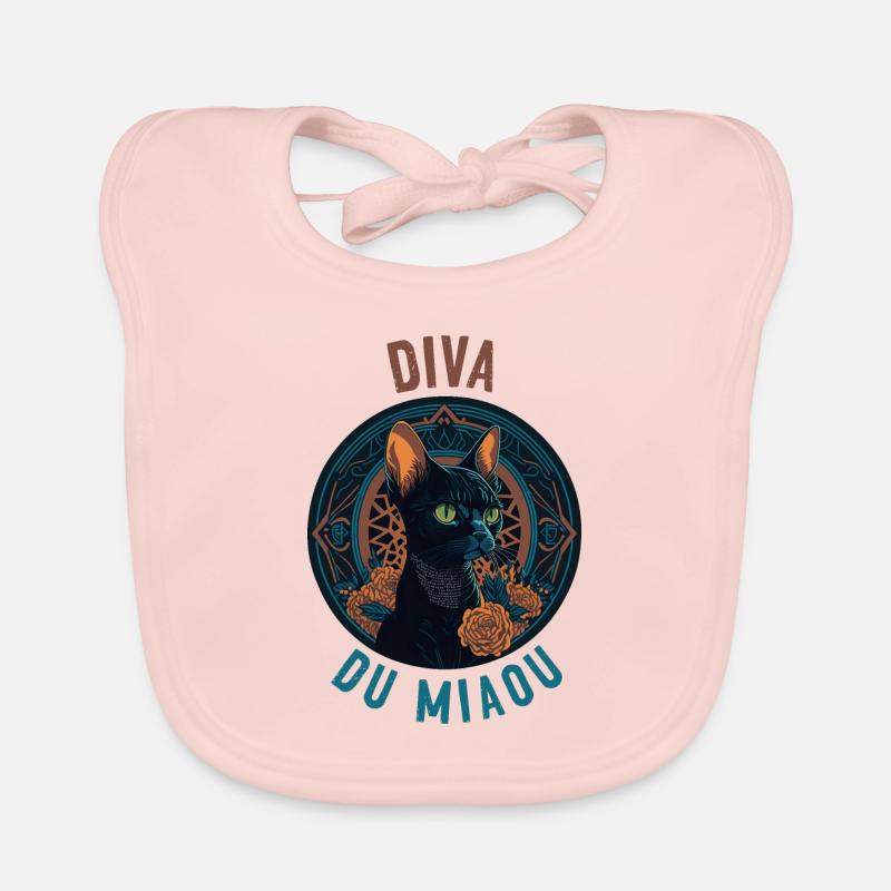 Portrait de chatte élégante : Diva du Miaou Bavoir bio Bébé