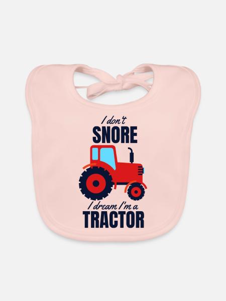 tractor - Organic Baby Bibs - rose - Front