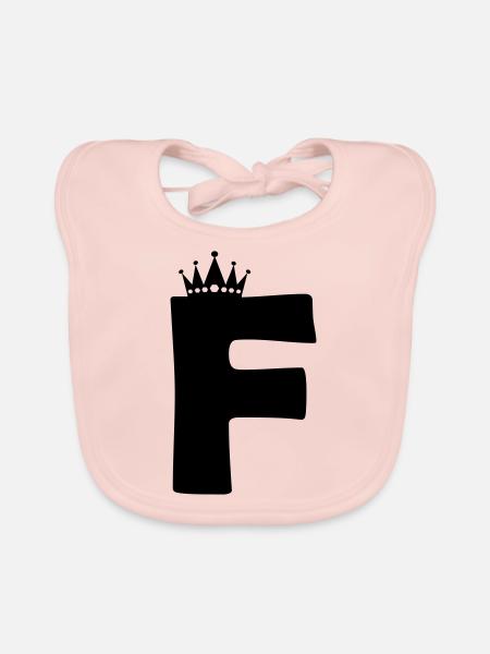 buchstabe F Krone - Baby Bio-Lätzchen - Rose