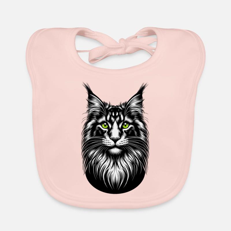 Chat Struwwavy | Visage de chat trapu Bavoir bio Bébé