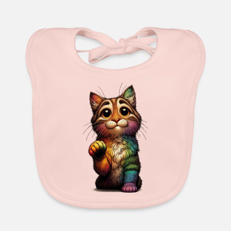 Bettelnder Regenbogen Kater Baby Bio-Lätzchen
