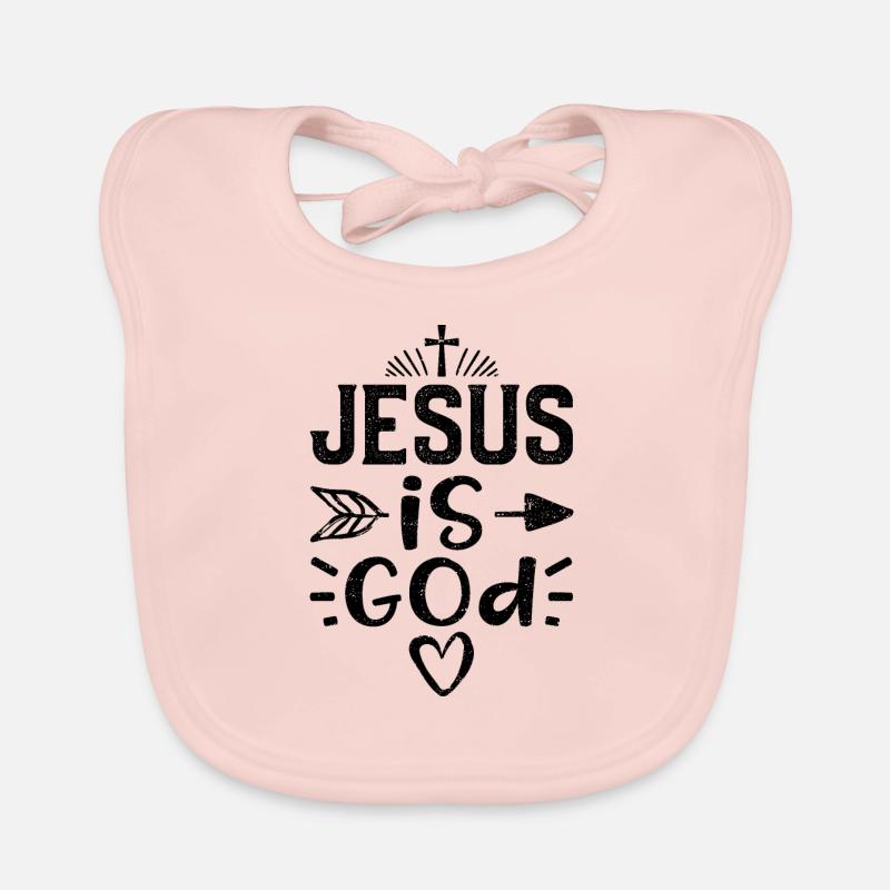 Jésus est Dieu - Jésus - Bavoir bio Bébé - rose